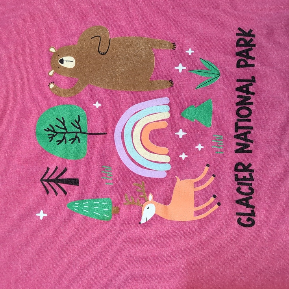 Glacier National Park Kid's T-shirt Size L 10/12 Pink - Picture 2 of 4